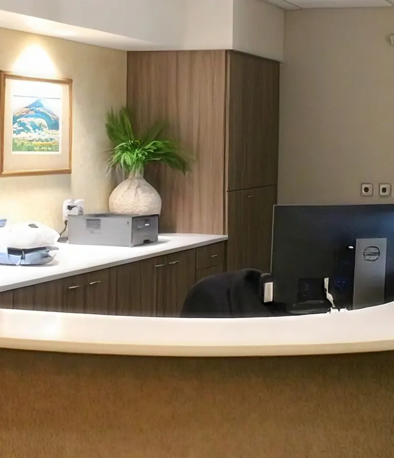 The reception desk at Dr. Slaman & Associates.